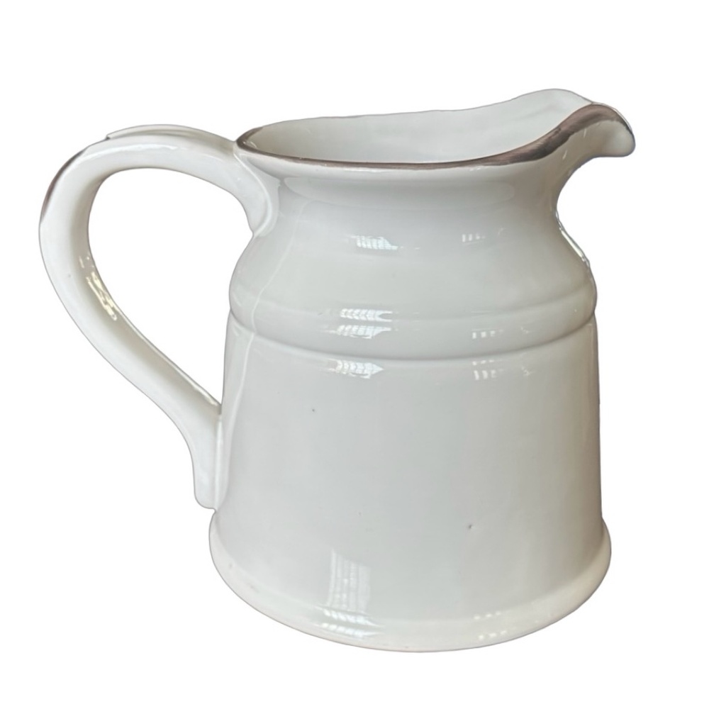 LA DOLCE VITA Ceramic Pitcher Jug 8” Turino Collection Ivory Speckled